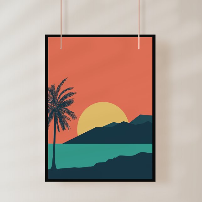 Foto Atardecer de palmera, Isla, Arte abstracto boho (Subido por el creador)