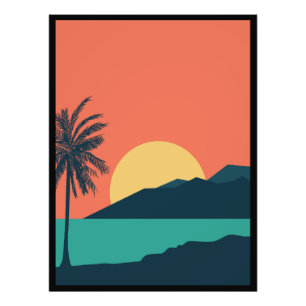 Foto Atardecer de palmera, Isla, Arte abstracto boho