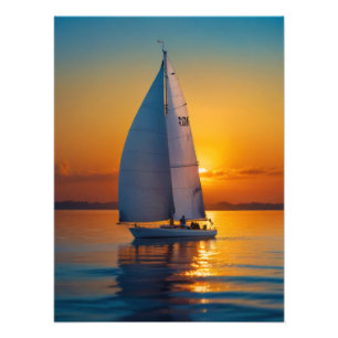 Foto Atardecer de vela de barco marino