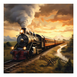 Foto Atardecer y tren