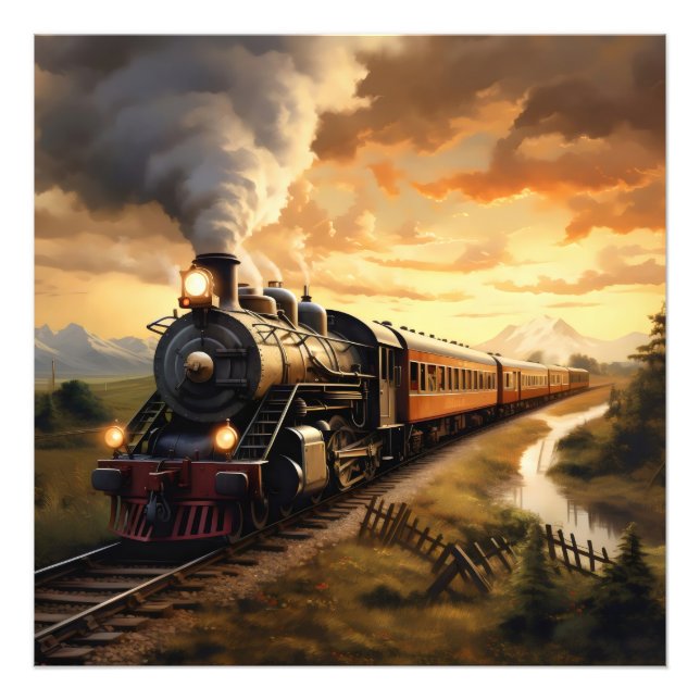 Foto Atardecer y tren (Frente)