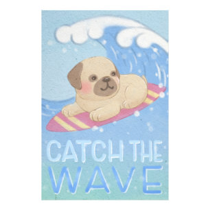 Foto Atrapar la ola: Ilustracion surfista Pug