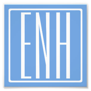 Foto Audaz Monograma Moderno 3 Iniciales   Azul suave