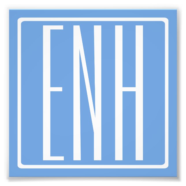 Foto Audaz Monograma Moderno 3 Iniciales | Azul suave (Frente)