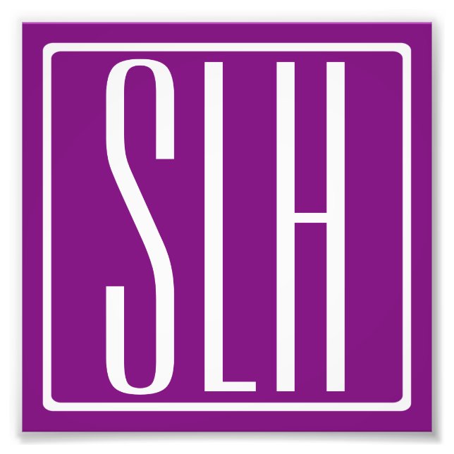 Foto Audaz Monograma Moderno 3 Iniciales | Blanco y mor (Frente)