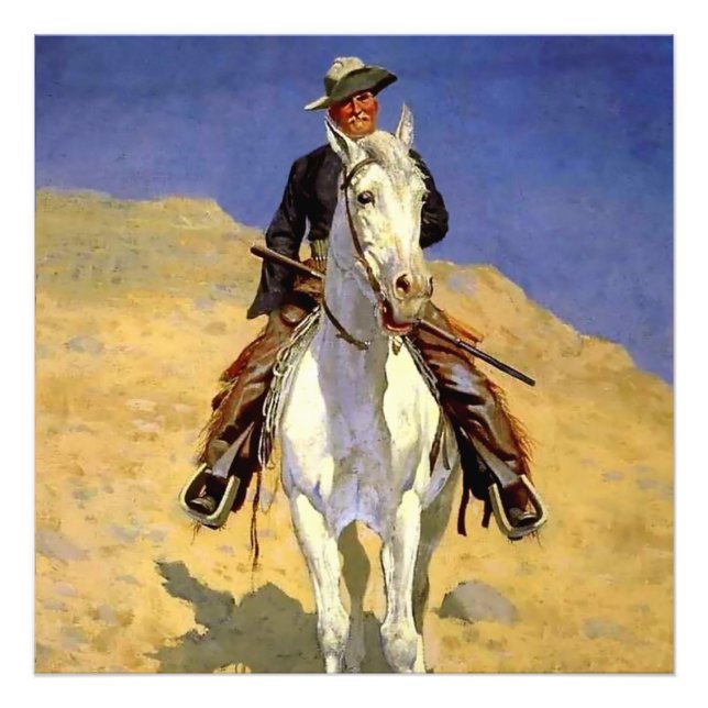 Foto “Autorretrato a caballo” de Frederic Remington (Frente)