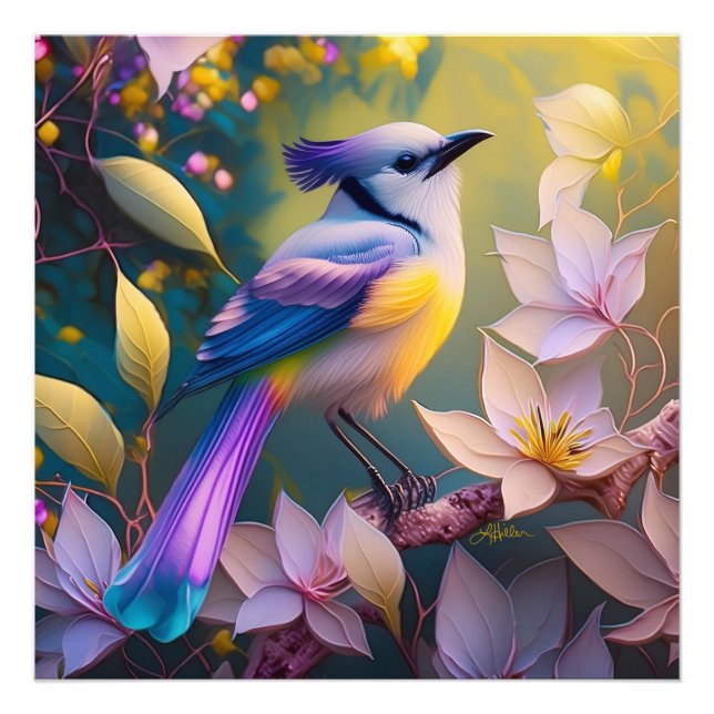 Foto Ave Fantasía Amarilla Violeta Tufted (Frente)