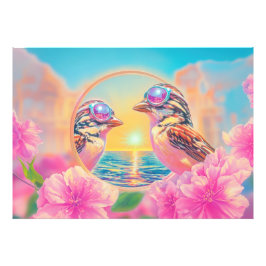 Foto Aves Guay con gafas de sol al atardecer