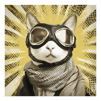 Foto Aviator Cat Goggles Sunburst Portrait