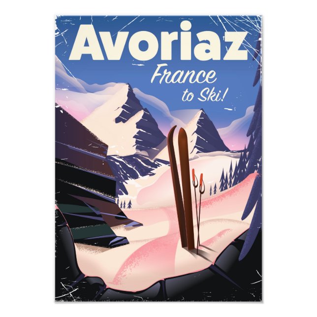 Foto Avoriaz, afiche de viaje para esquí francés (Frente)