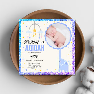 Foto azul Aqeeqah- Aqiqah- Invitación