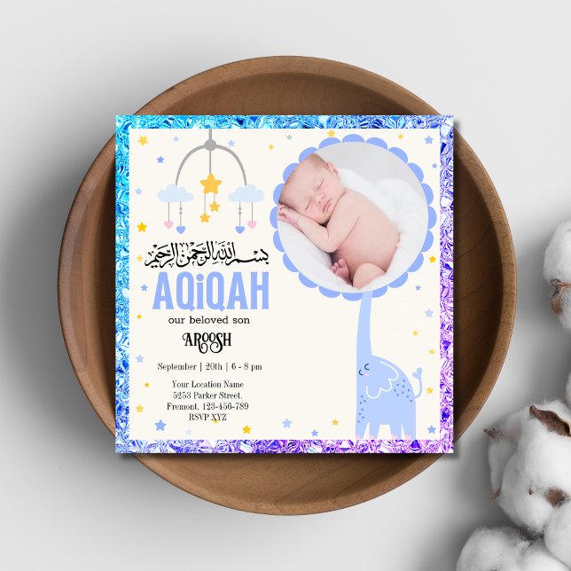 Foto azul Aqeeqah- Aqiqah- Invitación (Subido por el creador)