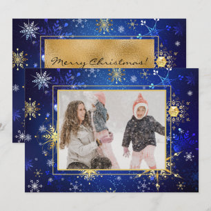 Foto Azul Oro Copo de Nieve Navidad Xmas Fiesta