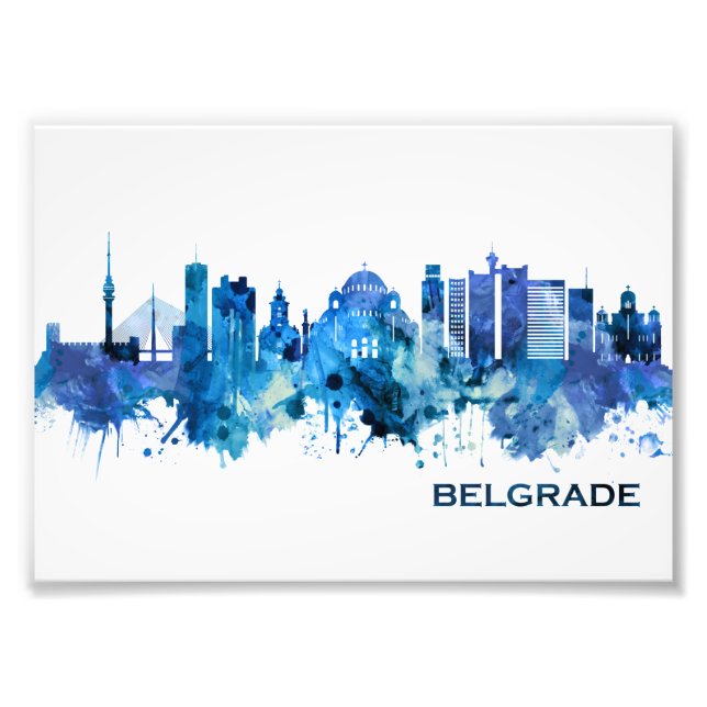 Foto Azul Skyline de Belgrado Serbia (Frente)
