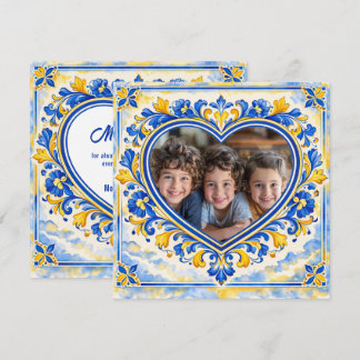 💙 Foto Azulejo Corazón Tarjeta de Agradecimiento
