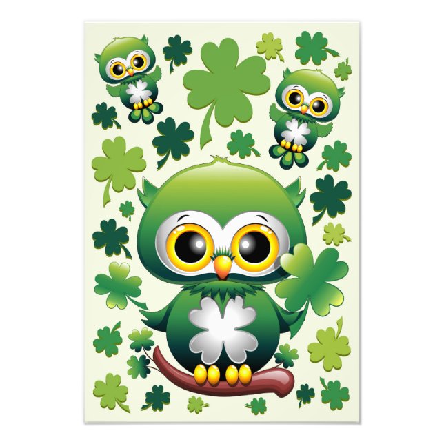 Foto Baby Owl Cute St Patrick Cartoon (Frente)
