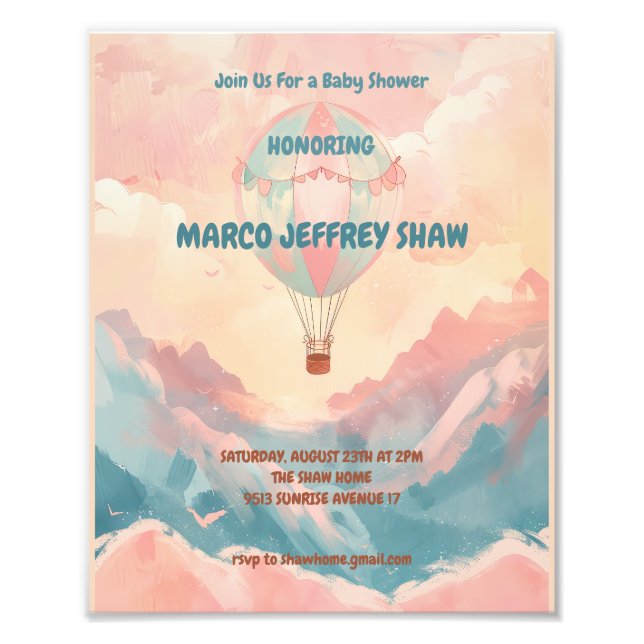 Foto Baby Shower de agua de globo de aire caliente (Frente)