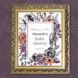 Foto Baby Shower de Halloween, signo de bienvenida flor