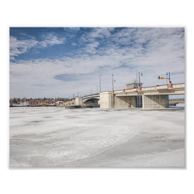 Foto Bahía de Sturgeon, puente WI en invierno (Frente)
