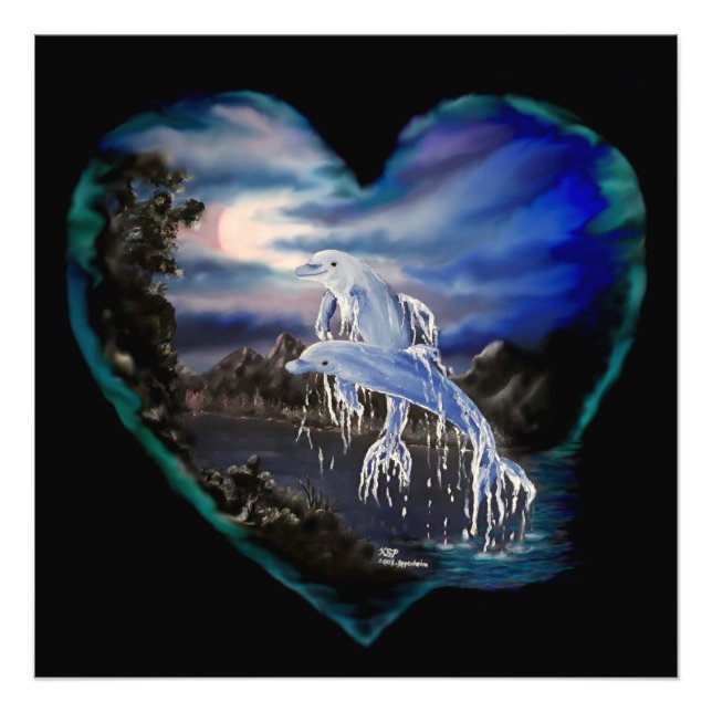 Foto Bahía por la noche, amor a los delfines (Frente)