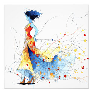 Foto Bailarina de Flamenco Acuarela – Alegría en Movimi