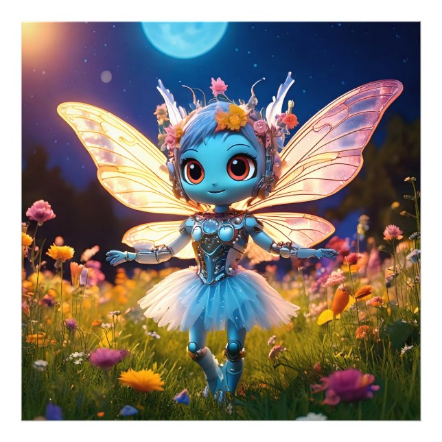 Foto Bailarina Robot Pixie Bailando en las Flores Silve (Frente)