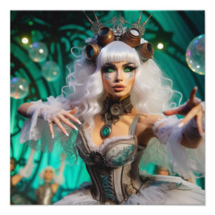 Foto Bailarina Victoriana Futurista Steampunk Verde