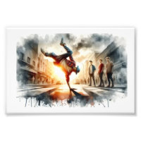 Baile Breakdance en la calle al atardecer,