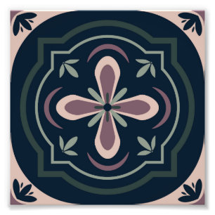 Foto Baldosas Geométricas Florales Terrosas