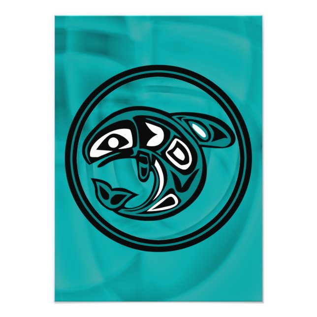 Foto Ballena orca nativa norteamericana, turquesa (Frente)