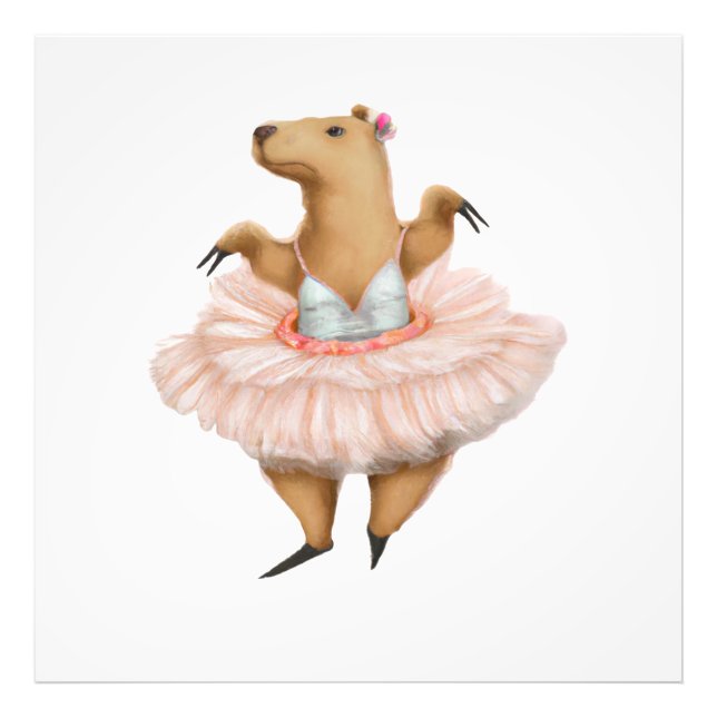Foto Ballerina Capybara en la falda rosada de Tutu (Frente)