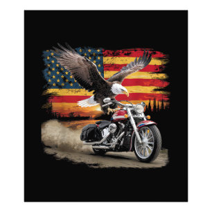 Foto Bandera Americana Motocicleta Tshirt Estados Unido