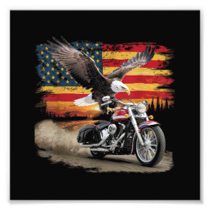 Foto Bandera Americana Motocicleta Tshirt Estados Unido