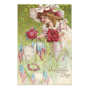 Foto Bandera de EE. UU. Niño Rosa Lápida Cementerio