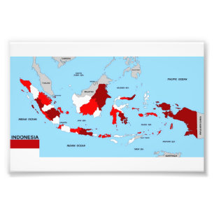 Foto bandera de mapa político de indonesia