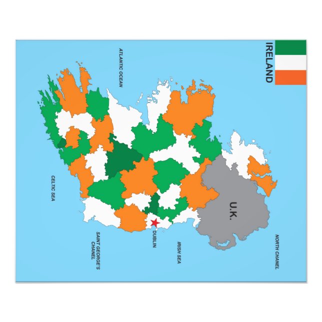 Foto bandera de mapa político de irlanda (Frente)