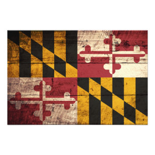 Foto Bandera del estado de Maryland en grano de madera