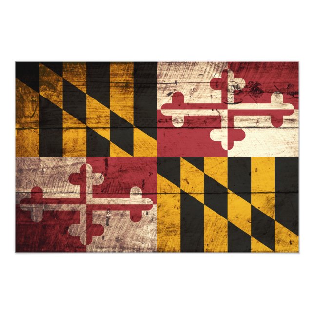 Foto Bandera del estado de Maryland sobre grano de made (Frente)