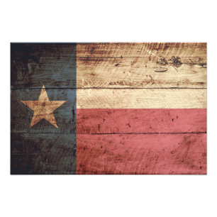 Foto Bandera del Estado de Texas sobre grano de madera