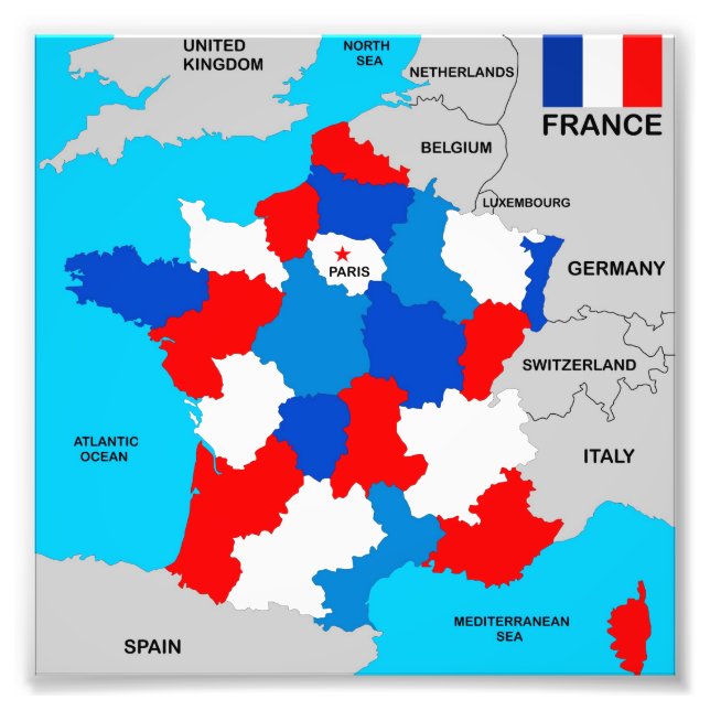 Foto bandera del mapa político del país francés (Frente)