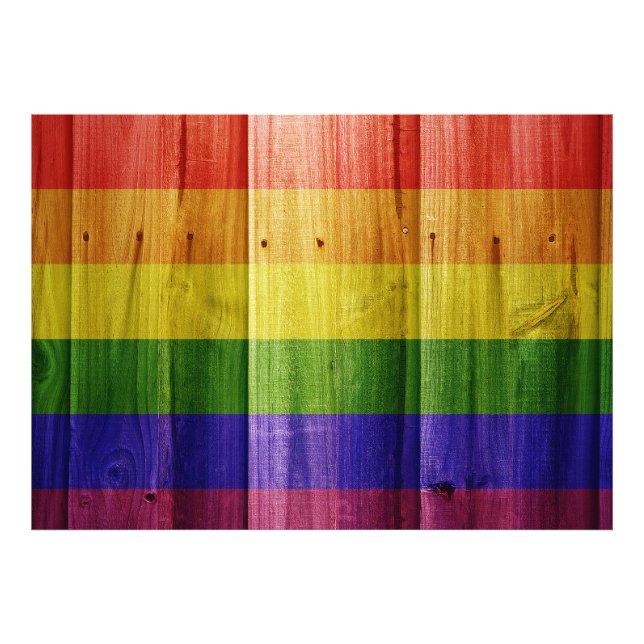Foto Bandera del orgullo arcoiris de madera (Frente)
