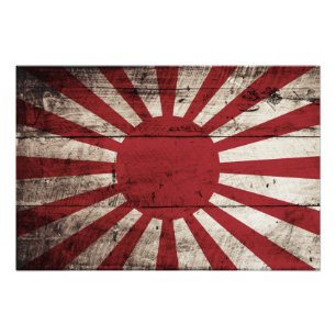 Foto Bandera del sol naciente de Japón en grano de