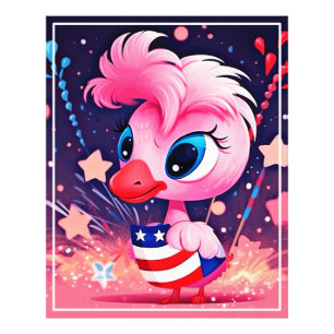 Foto Bandera estadounidense con Personalizado Flamingo-