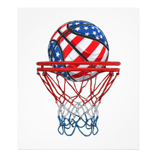 Foto Bandera Estadounidense De Baloncesto 4 De Julio