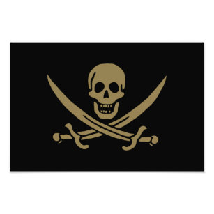 Foto Bandera pirata de cráneo de oro y espadas de Calic