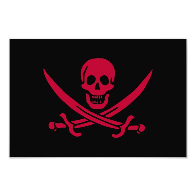 Foto Bandera pirata de Crimson Skull & Swords Jack en C (Frente)