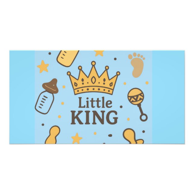 Foto "Banner de Baby Shower Little King - Blue & Gold C (Frente)