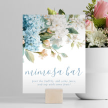 Bar de Mimosa de Hortensia Azul para Bridal Shower