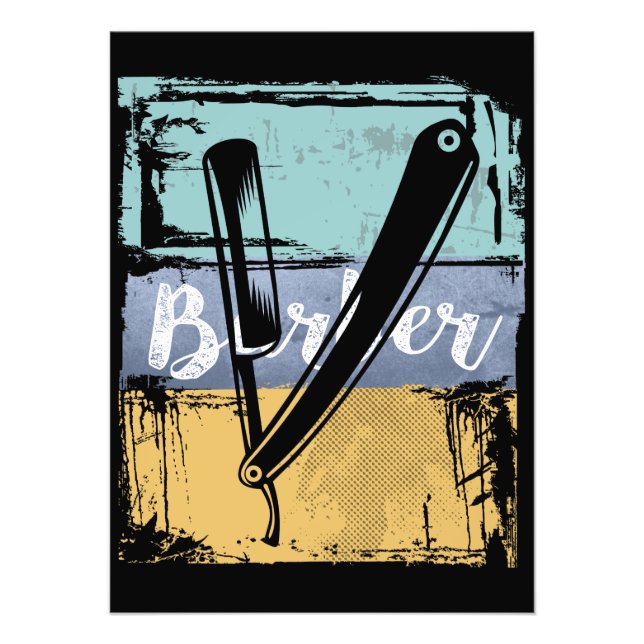 Foto Barber Hairdresser Tee - Razor Retro Vintage (Frente)