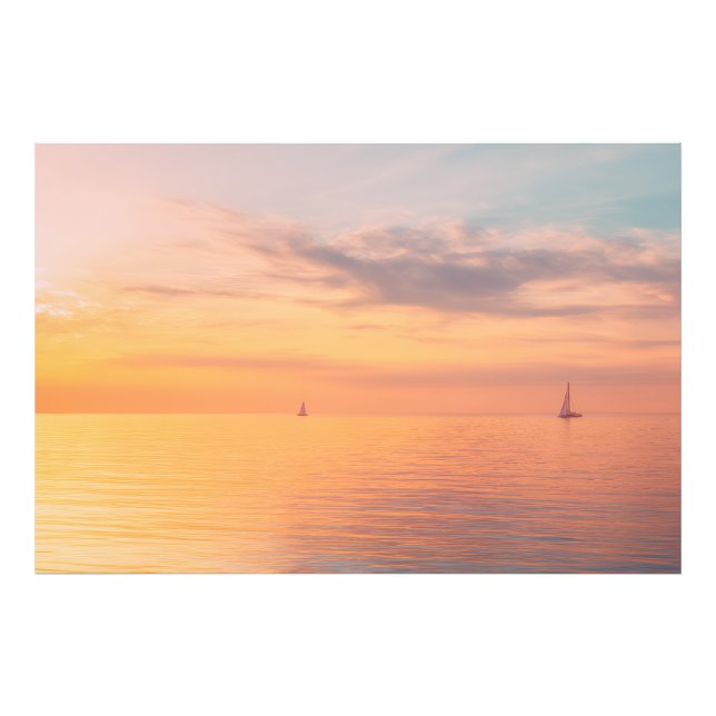 Foto Barcas de Vela al Atardecer Calma Océano Horizonte (Frente)